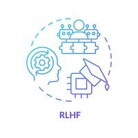 RLHF blue gradient concept icon. Reinforcement learning, human review. Deep learning techniques. Round shape line illustration. Abstract idea. Graphic design. Easy to use in infographic, presentation vector