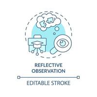 Reflective observation soft blue concept icon. Reflecting upon experience. Analyzing experience, mistakes. Round shape line illustration. Abstract idea. Graphic design. Easy to use in presentation vector