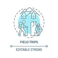 Field trips soft blue concept icon. Experiential learning. Interaction with nature. Round shape line illustration. Abstract idea. Graphic design. Easy to use in presentation vector