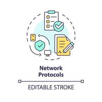 Network protocols multi color concept icon. System administration, data transferring. Personal privacy, cybersecurity. Round shape line illustration. Abstract idea. Graphic design. Easy to use vector