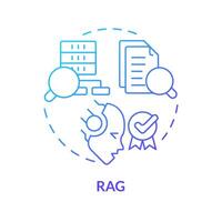 RAG blue gradient concept icon. Ai correct content generation. Machine learning techniques. Round shape line illustration. Abstract idea. Graphic design. Easy to use in infographic, presentation vector