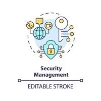 Security management multi color concept icon. Internet infrastructure administration. Intrusion detection monitoring. Round shape line illustration. Abstract idea. Graphic design. Easy to use vector