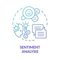 Sentiment analysis blue gradient concept icon. Natural language processing. Computational linguistics. Round shape line illustration. Abstract idea. Graphic design. Easy to use in infographic vector