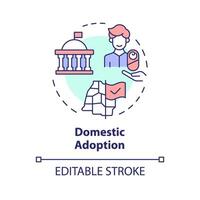 Domestic adoption multi color concept icon. Adopting newborn from home country. Legal process. Adoption agency service. Round shape line illustration. Abstract idea. Graphic design. Easy to use vector