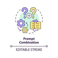 Prompt combination multi color concept icon. Merge two prompts into one. Complex instruction for chatbot. Round shape line illustration. Abstract idea. Graphic design. Easy to use in article vector