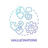 Digital hallucinations blue gradient concept icon. Machine learning issues. Virtual assistant incorrect output. Round shape line illustration. Abstract idea. Graphic design. Easy to use in infographic vector