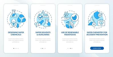 seguro química azul inducción móvil aplicación pantalla. mínimo toxicidad. recorrido 4 4 pasos editable gráfico instrucciones con lineal conceptos. ui, ux, gui modelo vector