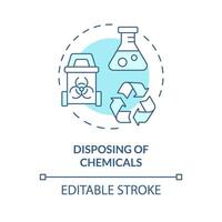 Disposing of chemicals soft blue concept icon. Pollution reduce, environmental impact. Round shape line illustration. Abstract idea. Graphic design. Easy to use presentation, article vector