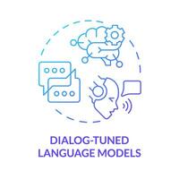 Dialog-tuned language models blue gradient concept icon. Intent management. Sentiment analysis. Round shape line illustration. Abstract idea. Graphic design. Easy to use in infographic, presentation vector