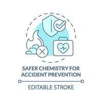 accidente prevención mas seguro química suave azul concepto icono. material seguridad. seguro química, riesgo reducir. redondo forma línea ilustración. resumen idea. gráfico diseño. fácil a utilizar presentación vector