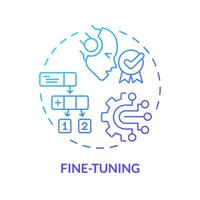 Ai fine-tuning blue gradient concept icon. Virtual assistant pre-training. Chatbot training data. Round shape line illustration. Abstract idea. Graphic design. Easy to use in infographic, presentation vector