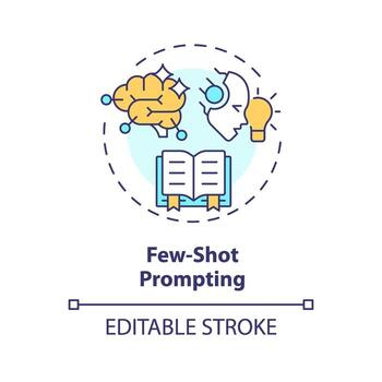 pocos Disparo incitación multi color concepto icono. rápido Ingenieria estrategia. proporcionar ai modelo con ejemplos redondo forma línea ilustración. resumen idea. gráfico diseño. fácil a utilizar en artículo vector
