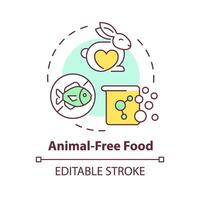 Animal-free food multi color concept icon. Alternative proteins, vegetarian products. Dietary restrictions. Round shape line illustration. Abstract idea. Graphic design. Easy to use in blog post vector