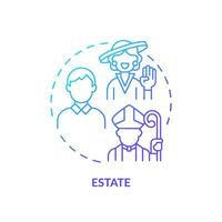 Estate systems blue gradient concept icon. Social stratification. Economic disparity. Feudal system. Social hierarchy. Round shape line illustration. Abstract idea. Graphic design. Easy to use in book vector