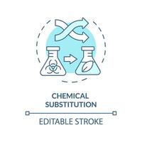 Chemical substitution soft blue concept icon. Molecular reaction, chemistry. Ecofriendly synthesis, pollution reduce. Round shape line illustration. Abstract idea. Graphic design. Easy to use vector