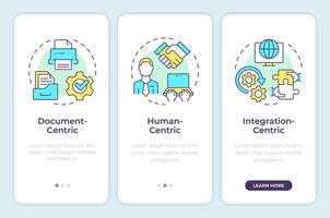 BPM types onboarding mobile app screen. Customer service. Walkthrough 3 steps editable graphic instructions with linear concepts. UI, UX, GUI template. Montserrat SemiBold, Regular fonts used vector