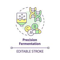 Precision fermentation multi color concept icon. Pharmaceutical industry, food production. Round shape line illustration. Abstract idea. Graphic design. Easy to use in article, blog post vector