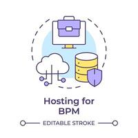 Hosting for BPM multi color concept icon. Cloud computing security. Data encryption. Round shape line illustration. Abstract idea. Graphic design. Easy to use in infographic, article vector