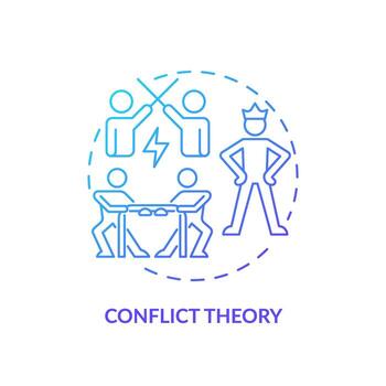 Conflict theory blue gradient concept icon. Social stratification. Struggling for power and influence. Structural inequality. Round shape line illustration. Abstract idea. Graphic design. Easy to use vector