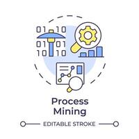 Process mining multi color concept icon. Software solution, source code. Organizational processes. Round shape line illustration. Abstract idea. Graphic design. Easy to use in infographic, article vector