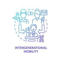 Intergenerational mobility blue gradient concept icon. Pattern of social mobility. Change social status across generation. Round shape line illustration. Abstract idea. Graphic design. Easy to use vector