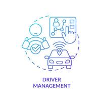 Driver management blue gradient concept icon. Driving qualification, efficiency increase. Round shape line illustration. Abstract idea. Graphic design. Easy to use in infographic, presentation vector