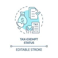 Tax exempt status soft blue concept icon. Tax deduction for non profit organization. Steps to start NPO. Round shape line illustration. Abstract idea. Graphic design. Easy to use in article vector