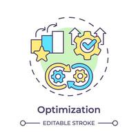 Business process management optimization multi color concept icon. Process analysis, operational efficiency. Round shape line illustration. Abstract idea. Graphic design. Easy to use in infographic vector