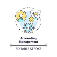 Accounting management multi color concept icon. Digital tracking, log analyzing. Network protocol regulation. Round shape line illustration. Abstract idea. Graphic design. Easy to use vector