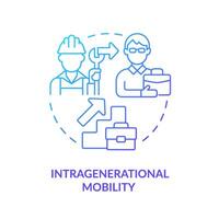 intrageneracional movilidad azul degradado concepto icono. carrera progresión. cambio desde azul collar a blanco cuello. redondo forma línea ilustración. resumen idea. gráfico diseño. fácil a utilizar vector