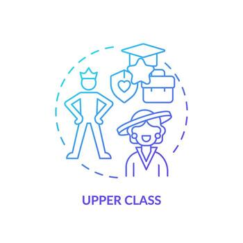 Upper class blue gradient concept icon. Class system. Richest members of society. Affluent lifestyle. Round shape line illustration. Abstract idea. Graphic design. Easy to use in article vector