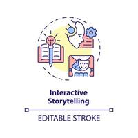 Interactive storytelling multi color concept icon. Prompt engineering technique. Role playing with chatbot. Round shape line illustration. Abstract idea. Graphic design. Easy to use in article vector