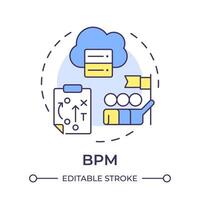 BPM tool multi color concept icon. Administration resources, workflow management. Teamwork organization. Round shape line illustration. Abstract idea. Graphic design. Easy to use in infographic vector