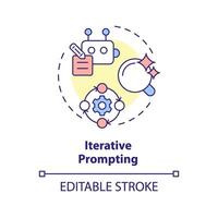 Iterative prompting multi color concept icon. Prompt engineering technique. Elaborate topic. Follow up questions. Round shape line illustration. Abstract idea. Graphic design. Easy to use in article vector