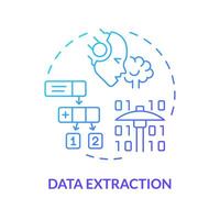 datos extracción azul degradado concepto icono. artificial inteligencia, etl proceso. documento análisis. redondo forma línea ilustración. resumen idea. gráfico diseño. fácil a utilizar en infografía vector