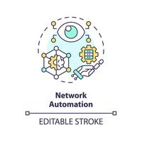 Network automation multi color concept icon. Artificial intelligence task management. System server administration. Round shape line illustration. Abstract idea. Graphic design. Easy to use vector