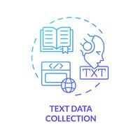 Text data collection blue gradient concept icon. Intelligence gathering, dataset. Round shape line illustration. Abstract idea. Graphic design. Easy to use in infographic, presentation vector