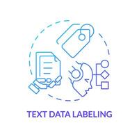 Text data labeling blue gradient concept icon. Intelligent document processing. Information analysis. Round shape line illustration. Abstract idea. Graphic design. Easy to use in infographic vector