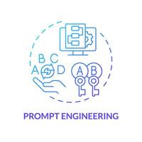 Prompt engineering blue gradient concept icon. Artificial intelligence usability. Pre-trained virtual assistants. Round shape line illustration. Abstract idea. Graphic design. Easy to use vector