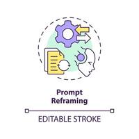 Prompt reframing multi color concept icon. Prompt engineering technique. Rephrase and change instruction. Round shape line illustration. Abstract idea. Graphic design. Easy to use in article vector