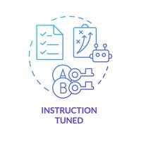 Instruction tuned blue gradient concept icon. Ai deep learning algorithms. Fine tuning. Round shape line illustration. Abstract idea. Graphic design. Easy to use in infographic, presentation vector