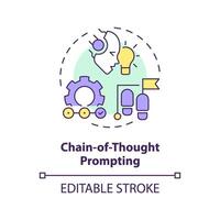 Chain-of-thought prompting multi color concept icon. Prompt engineering technique. Step by step explanation. Round shape line illustration. Abstract idea. Graphic design. Easy to use in article vector