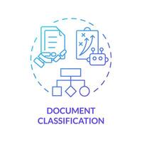 Document classification blue gradient concept icon. Natural language processing. Text recognition. Round shape line illustration. Abstract idea. Graphic design. Easy to use in infographic vector