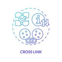 Cross link blue gradient concept icon. Communication, connecting and coordination between circles. Round shape line illustration. Abstract idea. Graphic design. Easy to use in promotional material vector