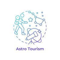Astro tourism blue gradient concept icon. Night sky exploration. Stargazing. Niche travel. Science tourism. Round shape line illustration. Abstract idea. Graphic design. Easy to use in blog post vector