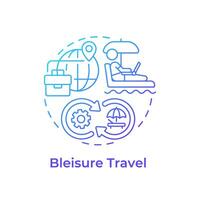Bleisure travel blue gradient concept icon. Business trip and leisure activity. Digital nomad. Niche tourism. Round shape line illustration. Abstract idea. Graphic design. Easy to use in blog post vector