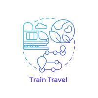 Train travel blue gradient concept icon. Environmental trip. Public transport. Tourism trend. Train route. Round shape line illustration. Abstract idea. Graphic design. Easy to use in blog post vector