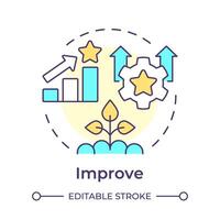 DMAIC improve phase multi color concept icon. Solution development, profitability. Operational efficiency. Round shape line illustration. Abstract idea. Graphic design. Easy to use in infographic vector