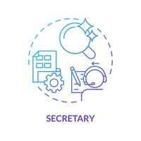 Secretary blue gradient concept icon. Correspondence management. Accountabilities of employees. Round shape line illustration. Abstract idea. Graphic design. Easy to use in promotional material vector