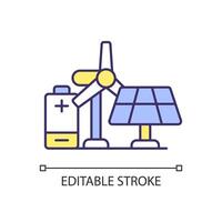 Eco power generation facilities RGB color icon. Renewable energy parks. Ecofriendly generation, waste reduction. Isolated illustration. Simple filled line drawing. Editable stroke vector